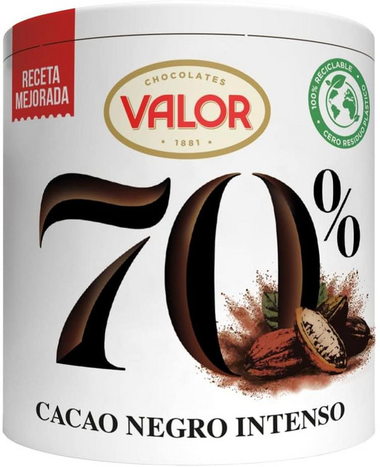 스페인 발로르 VALOR Cacao Negro Intenso 코코아 70% 인텐스 초콜릿 파우더, 5개, 300g