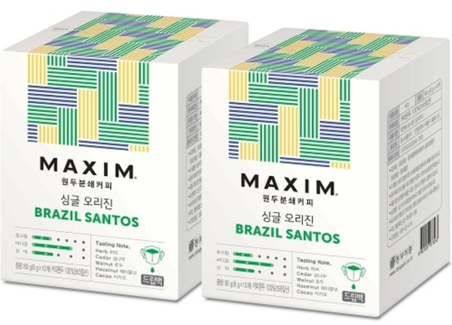 동서식품 맥심 드립백 싱글오리진 브라질 산토스 10T x 2개, 10개입
