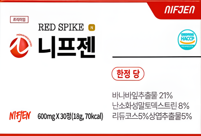 니프젠 스파이크 프리미엄 600mg 30정 1개 바나나잎 추출물, 1박스