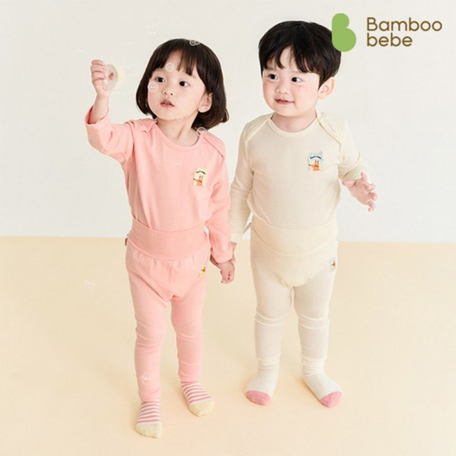 베이직 폭스 긴팔 상하복(배앓이방지/3개월~3세), 밤부베베 피치 핑크:100호(2~3세), 피치 핑크