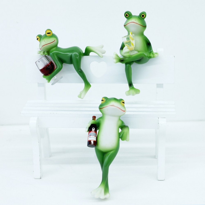 21세기트랜드 릴렉스 개구리 모니터 대시보드 피규어 귀여운 미니 자동차 차량용 피규어, 3개1세트