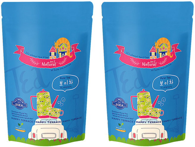 해피테라스 중국 운남성 보이차 삼각티백 50티백+50티백, 2개, 50개입, 1g