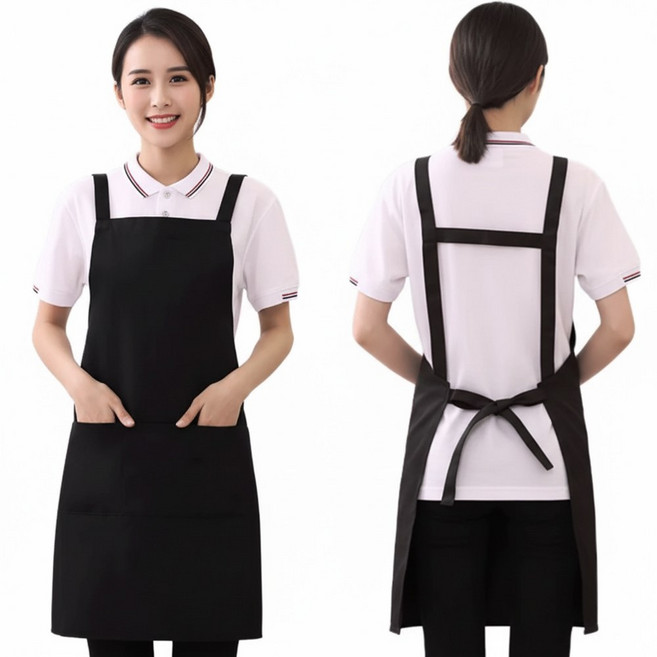 민스리빙 폴리 심플 민자 앞치마, 1개, 블랙