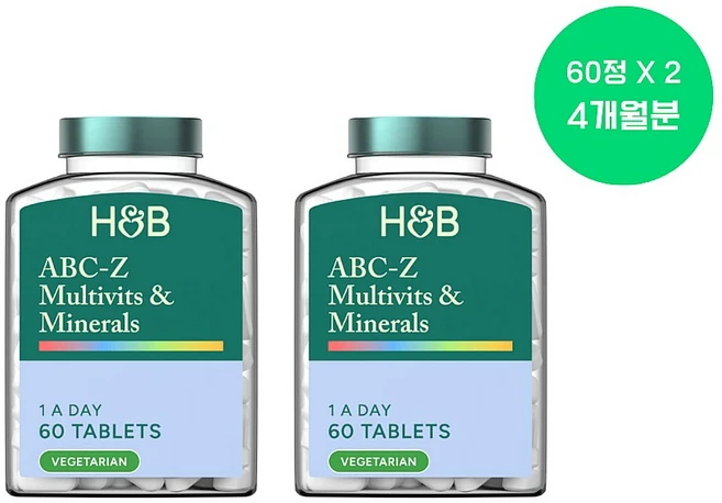 홀랜드앤바렛 고농축 에이비씨 투 제트 종합비타민&무기질 60정 X 2 (총120 정), 2개 - 쿠팡