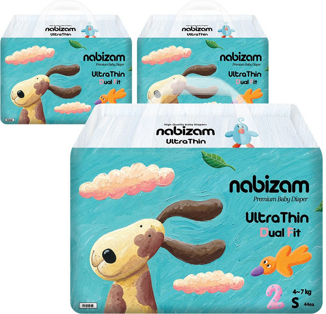 나비잠 기저귀 울트라씬 듀얼핏 밴드 3팩, 소형(S), 132매