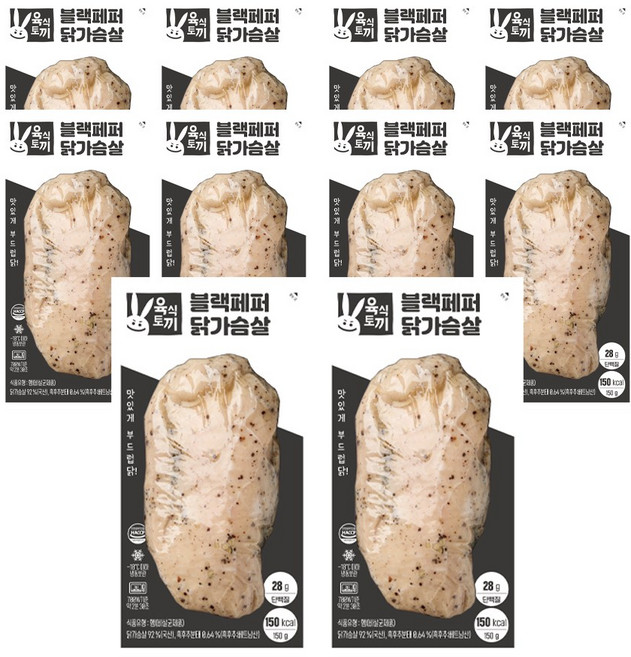 육식토끼 저염 스팀 닭가슴살 150g 2종, (닭150g)블랙페퍼 12팩