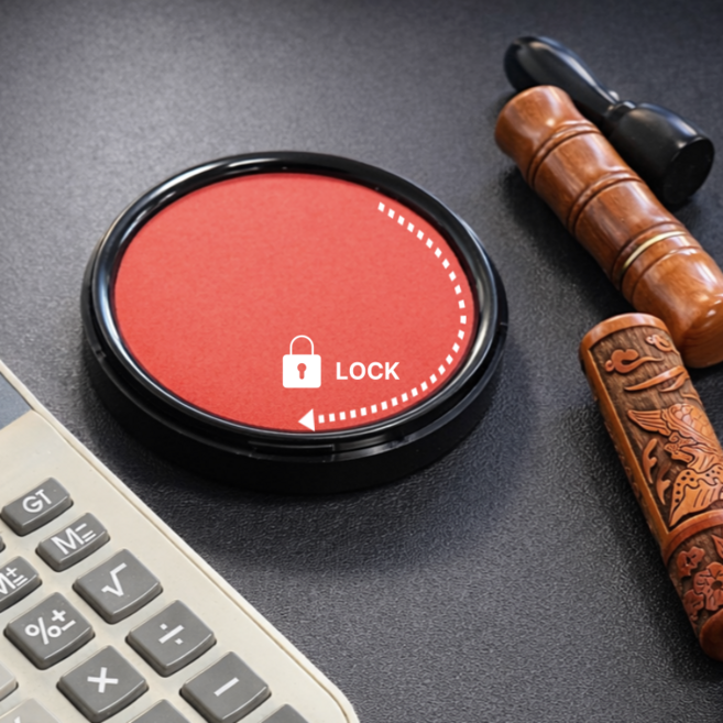 아이템즈온 빠른건조 휴대용 부동산 인주 사무실 대형 스템프 도장 80mm, 1개, 레드