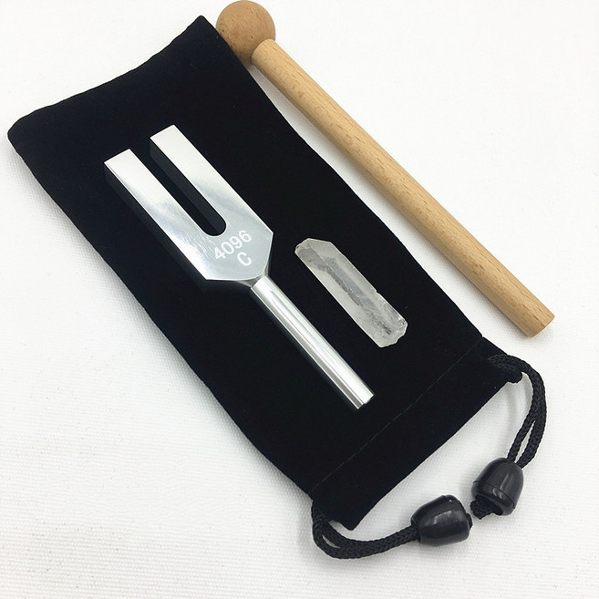 4096Hz 音叉, 1個, 銀色【贈木槌+布袋+水晶（隨機發貨）】