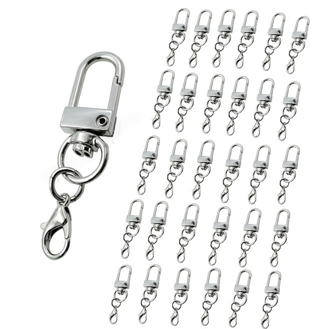 열쇠고리 키링 D링, 1세트, 은색 30개