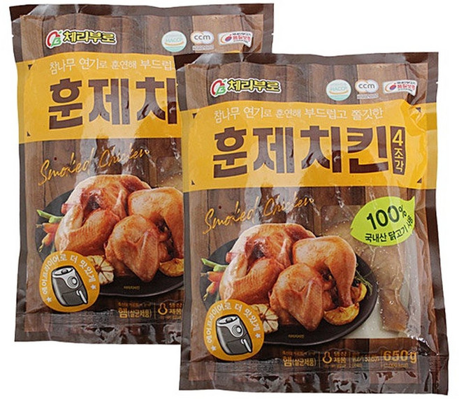 체리부로 훈제치킨 4조각 650gX2팩, 2개, 650g