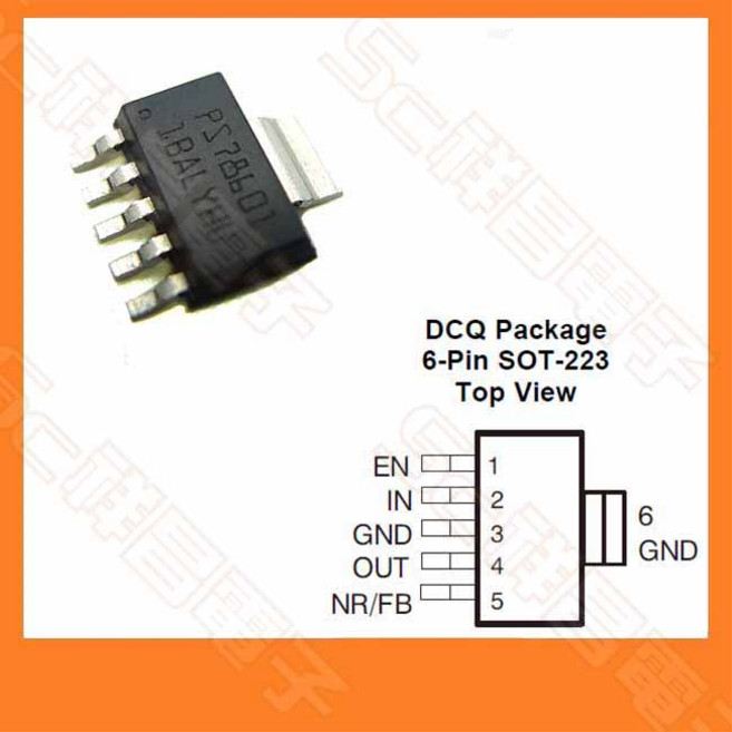 TPS78601DCQR 6-Pin SOT-223 整合電路 IC, 1個
