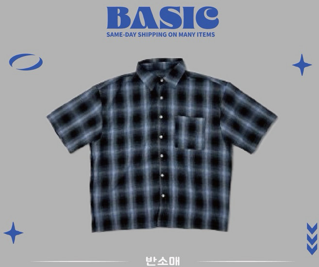 BASIC 韓國經典格紋寬鬆版型短襯衫