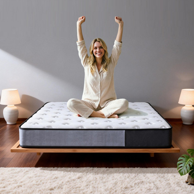 TEYYON 독립 포켓 스프링 침대 바닥 매트리스 슈퍼싱글 25cm 그레이, 중간