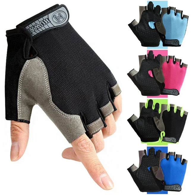 굿데이 남녀공용 스포츠 손 보호 장갑 웨이트 저전거 등산 낚시 레저 양손 반장갑 S~XL, 그린