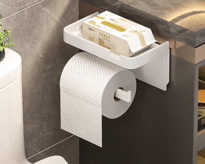 치트몰 무타공 핸드폰 거치대 휴지걸이 (강력 접착 스티커), 1개, 화이트