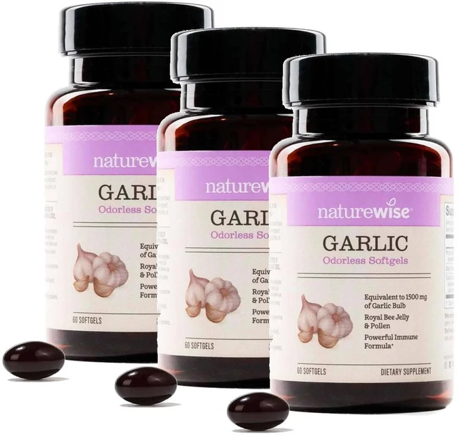 네이처와이즈 무취 갈릭 마늘 1500mg 소프트젤 NatureWise Garlic, 3개, 60정 - 쿠팡