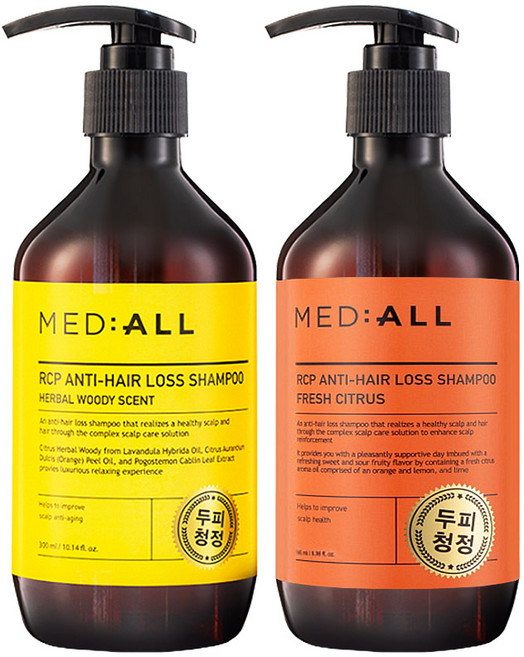 메디올 알시피 안티 헤어 로스 샴푸 우디향 + 시트러스향, 2개, 300ml