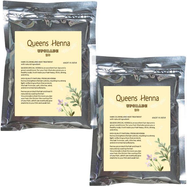 퀸즈 업그레이드헤나 1+1 천연헤나염색약 Queens henna upgrade 인도직수입 정품, 1개, 암라+암라 - 쿠팡