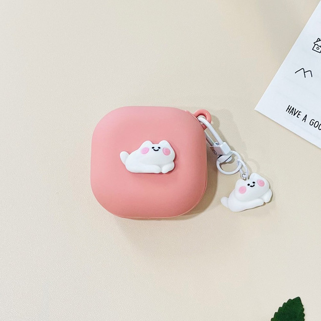 엘리카노 갤럭시 버즈2 프로 라이브 호환 케이스 버즈 파스텔 야옹이, 야옹이 코랄, 1개