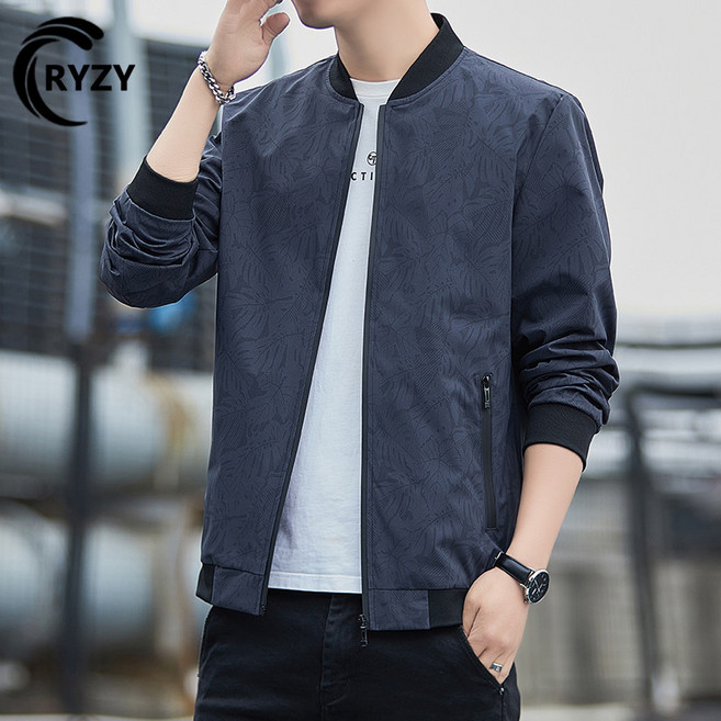 RYZY 男士休閒拉鍊工裝外套 舒適透氣顯瘦