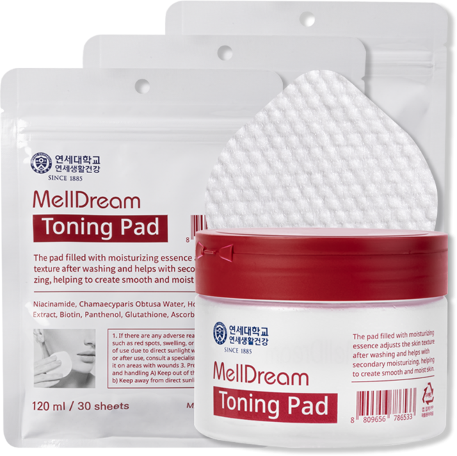 멜드림 연세순삭 어성초 편백시카 토닝패드 30매 120ml, 3개, 30매입