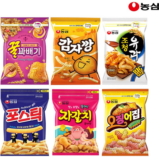 농심 대용량 지퍼백 과자 골라담기 꿀꽈배기 조청유과 오징어집 자갈치 포스틱, 감자깡250g, 300g, 1개