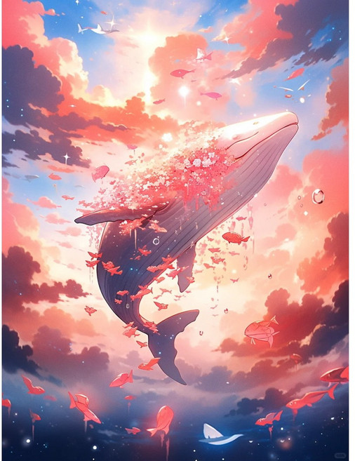 구름 바다 속 자유로운 고래 우드 조각퍼즐 행운의 전조 판타지 노을 굿럭키 웨일 컬렉션 그림퍼즐 집콕취미 스트레스해소 장난감 11종, 판타지 구름바다 고래 퍼즐선택06, 300피스, 1개