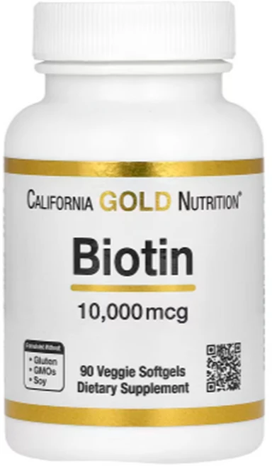 캘리포니아 골드 뉴트리션 Biotin 비오틴 10 000mcg 90정 베지 소프트젤 (Modified 타피오카 전분 말티톨) 해바라기 레시틴, 1팩 - 쿠팡