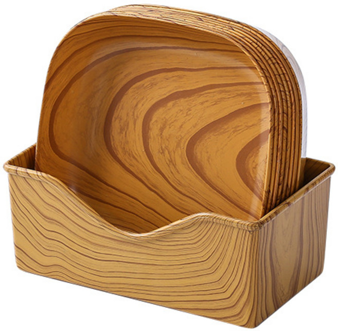 리빙쉘 원목스타일 과자 쟁반 접시 8P 세트, 8개, 원목색상