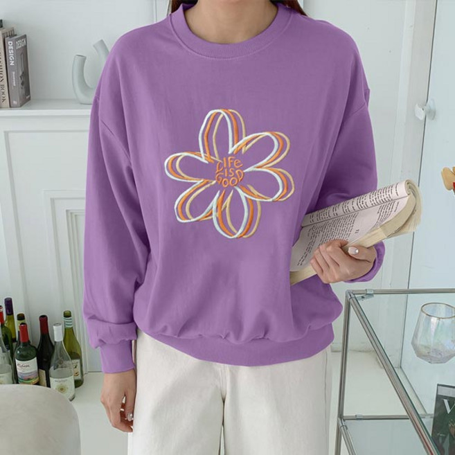 마이쏭 여성 빅사이즈 긴팔티 굿플라워자수맨투맨