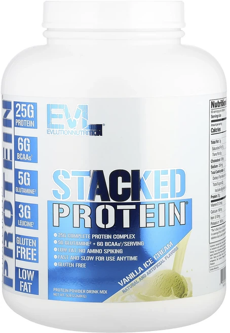 몸관리하세요 겨울입니다 EVLution Nutrition Stacked Protein 바닐라 아이스크림 맛 2.268kg(5lb) 특별관리진행, EVLutionNutritionStackedProtei, 2.268kg, 1개 - 쿠팡