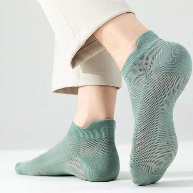 루미또와 남성용 통기성 순면 메쉬 뒤꿈치 발목양말 5컬레