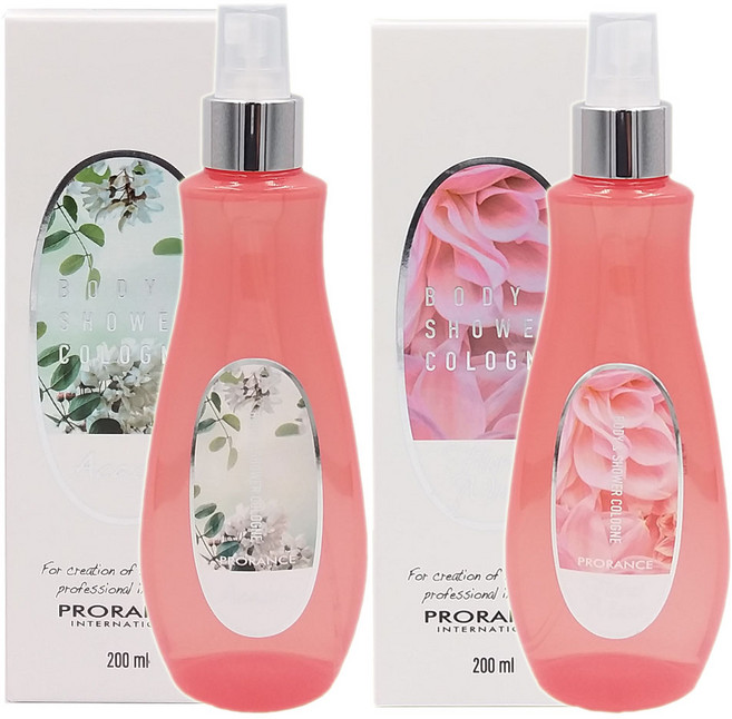 (아카시아+후로랄머스크)바디 앤 샤워코롱 바디미스트 바디향수, 2개, 200ml