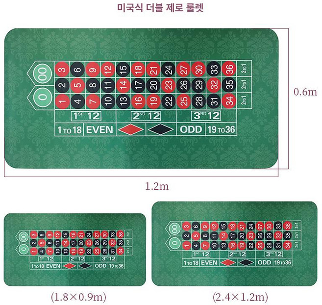 다이사이 보드게임 룰렛매트 패턴 홀덤 바카라 블랙잭, 1200x600x2mm, 1개