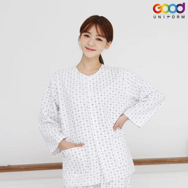 굿유니폼 눈꽃나염 남녀공용 환자복 병원 환의 입원복 병원복 한의원 요양복 요양원 잠옷