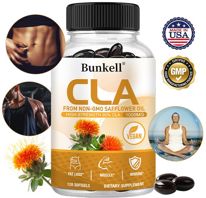 CLA 1000mg 리필 - 80% CLA 800mg - 에너지 대사 촉진 마른 근육질 운동 식단 - 비건, 1개, 120회분