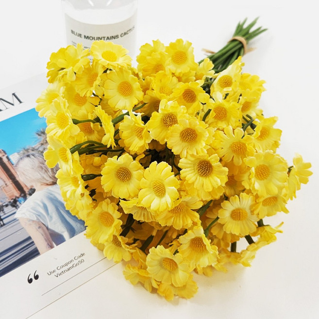 마벨인홈 조화 풍성하고 예쁜 캐모마일 꽃 세트 18P, 옐로우, 1개