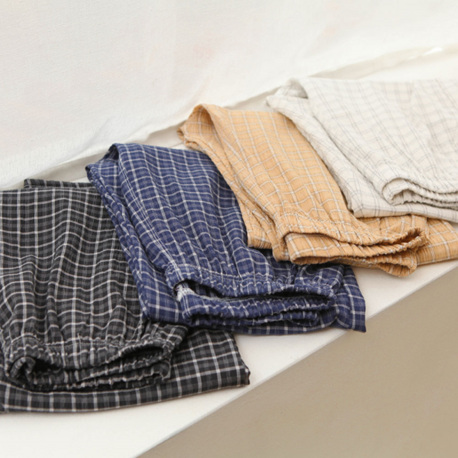 글램공감 지지미 로로체크 9부 남여 커플 파자마바지