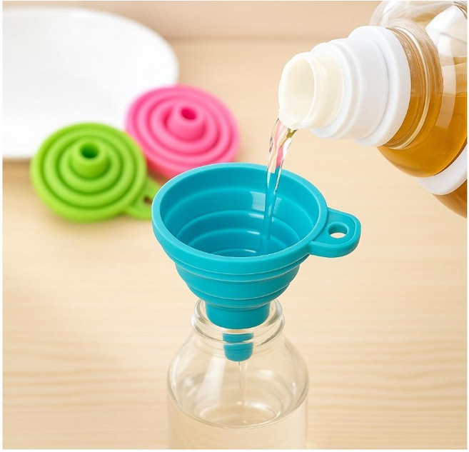 실리콘 접이식 깔때기 깔대기, 랜덤색상5개, 1개