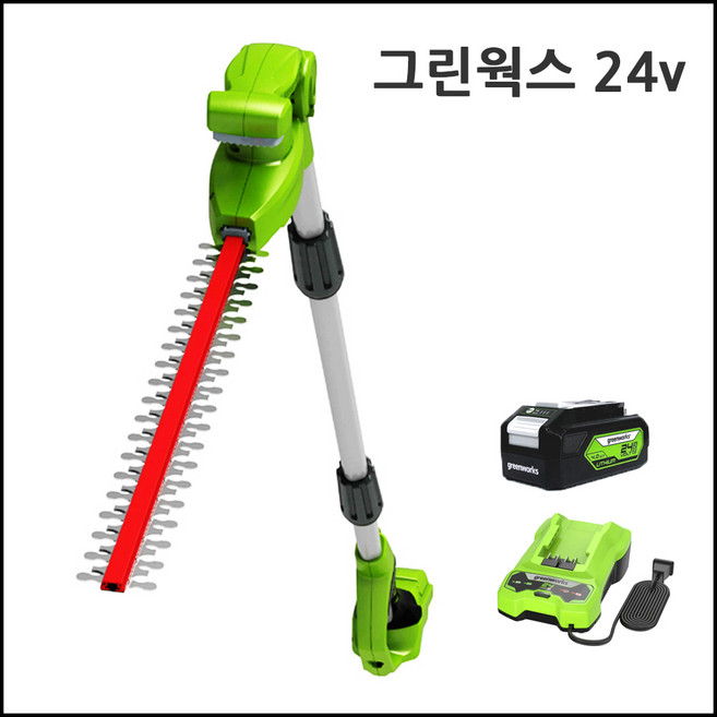 그린웍스 24v 전정기 충전 고지전정기 충전식 무선 장대 전정기, 본품+4Ah배터리+충전기, 1개