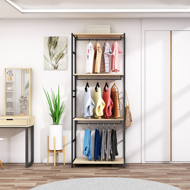 도노스틸 올리카 철제드레스룸 시스템행거 연결옷장 깊이 40cm, D2-블랙