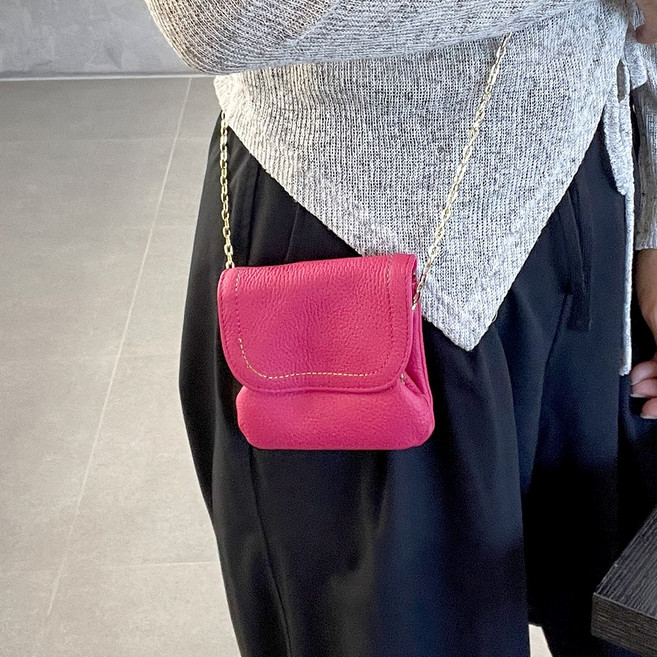 디포미 소가죽 미니 코인 파우치 크로스백