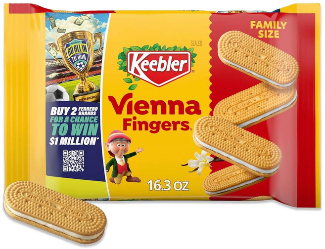 Keebler 비엔나 핑거스 크림 필링이 들어간 샌드위치 쿠키, 1개, 462g