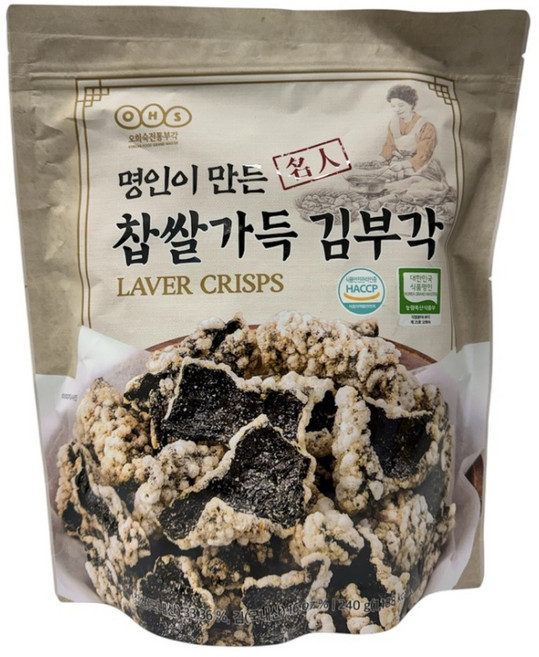 오희숙전통부각 명인이 만든 찹쌀 가득 김부각 240g, 1개