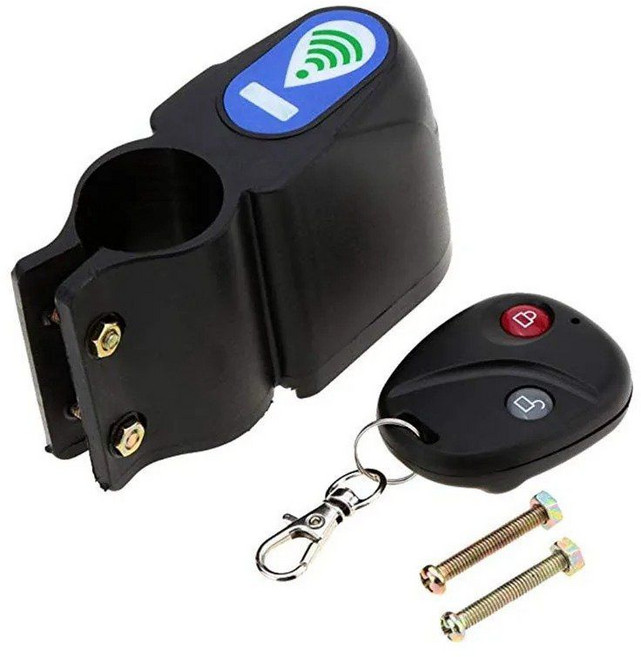자전거경보기 와이어자물쇠 도난방지락 오토바이잠금장치 스쿠터무선알람후미등 킥보드 바이크 사이렌 충격 센서 가드 기, 무선 전화, 1개