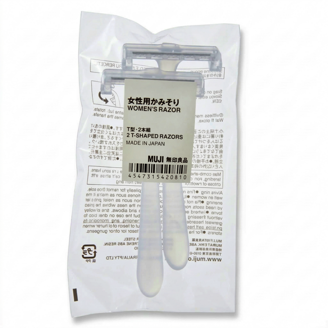 무인양품 스테인리스 면도기 여성용 T형 2개입 일본매장판, 1개
