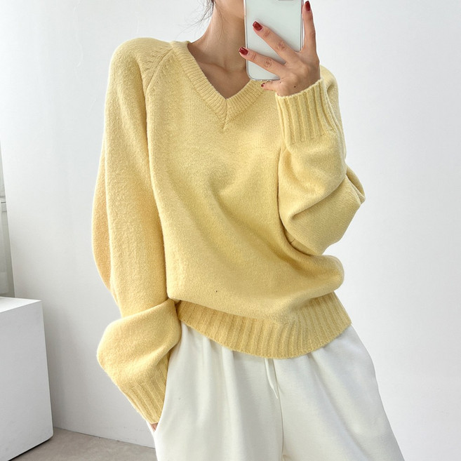 9color 주문폭주 루즈핏 아방 기본 브이넥 포닥 도톰 가을 겨울 니트