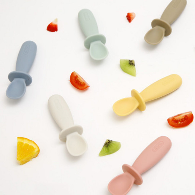 에디슨 스스로 실리콘 이유식 스푼, [핑크], 1개