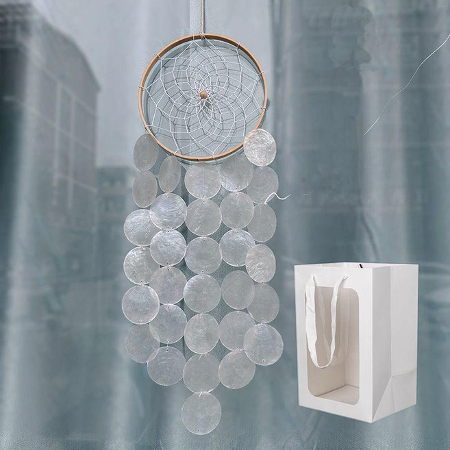 少女心捕夢網掛飾風鈴掛件創意房間掛飾臥室裝飾品, 白色捕夢網風鈴,送掛鉤
