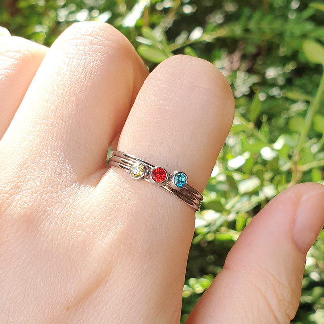 [3개세트] 써지컬스틸 여리 삼색 큐빅 실반지 [실버 로즈골드] 14k도금 핑크골드 큐빅실반지 여성 여자 선물 슬림한 심플 오피스룩 학생 오피스룩 가벼운 얇은 3컬러